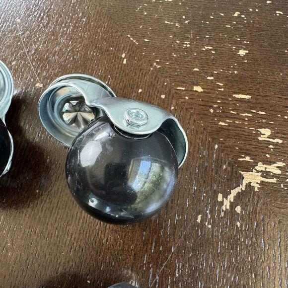 Castor Wheels Set Of 4 (2 Locking) Swivel Spherical Globe Shape - Picture 6 of 6